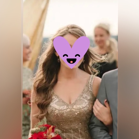 Sue Wong Beaded Gatsby Style Flapper Cocktail Dress Gold/Champagne - Picture 6 of 7